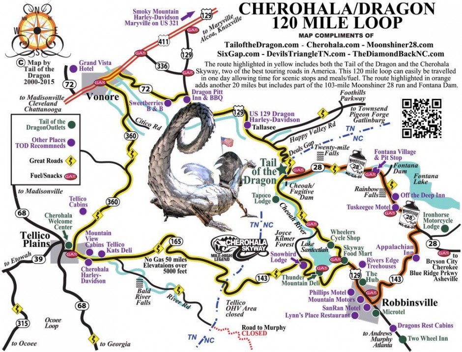Dragon Cherohala Loop Tail of the Dragon Maps